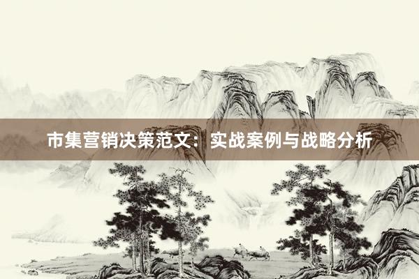 市集营销决策范文：实战案例与战略分析